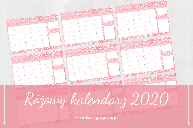 różowy kalendarz 2020